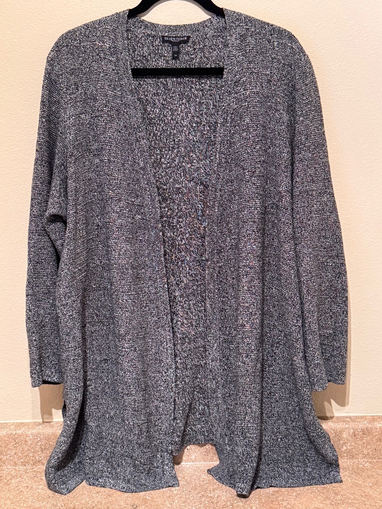 Eileen Fisher - Silk & Organic Linen Long Sleeve Open Cardigan - Plus Size 2x
